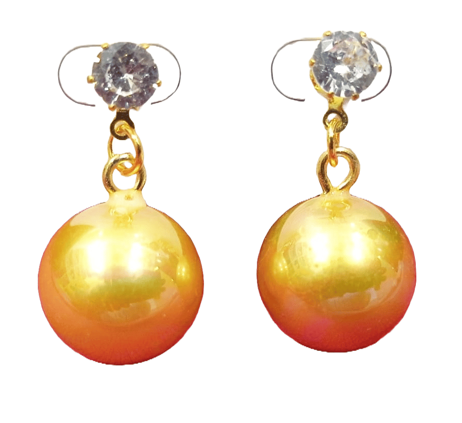 Gold Plated Earrings with Faux Pearl Beads