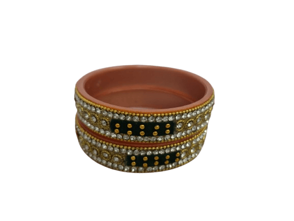 Exquisite Rhinestone and Kundan Bangle Set