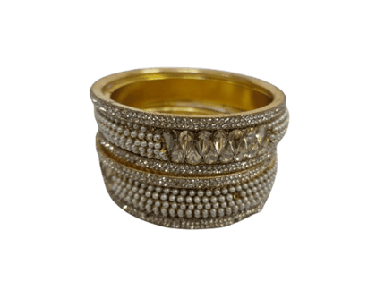 Exquisite Pearl and Rhinestone Bangle Set