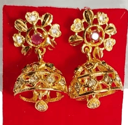 14K Gold Plated Kundan and Pearl Drop Earrings