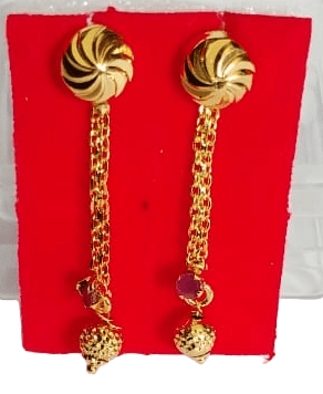 14k Gold Plated Chandbali Earrings with Ruby Stones