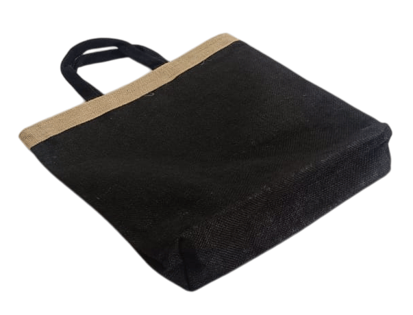 Jute Tote Bag with Brown Handles