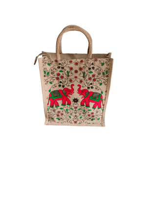 **Jute tote bag with elephant print**