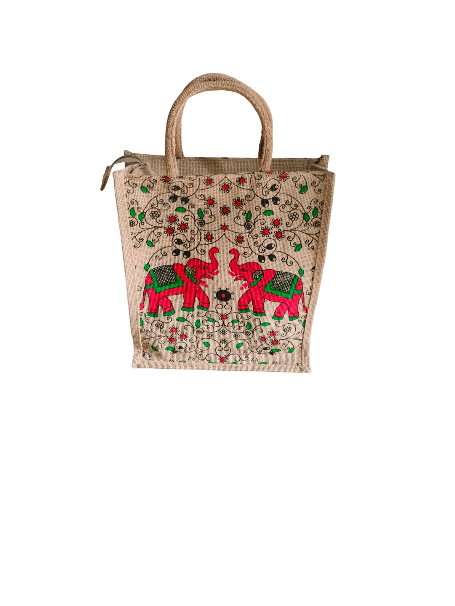**Jute tote bag with elephant print**