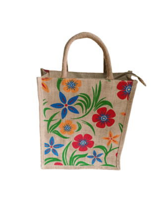 Floral Printed Jute Bag Floral Printed Jute Bag