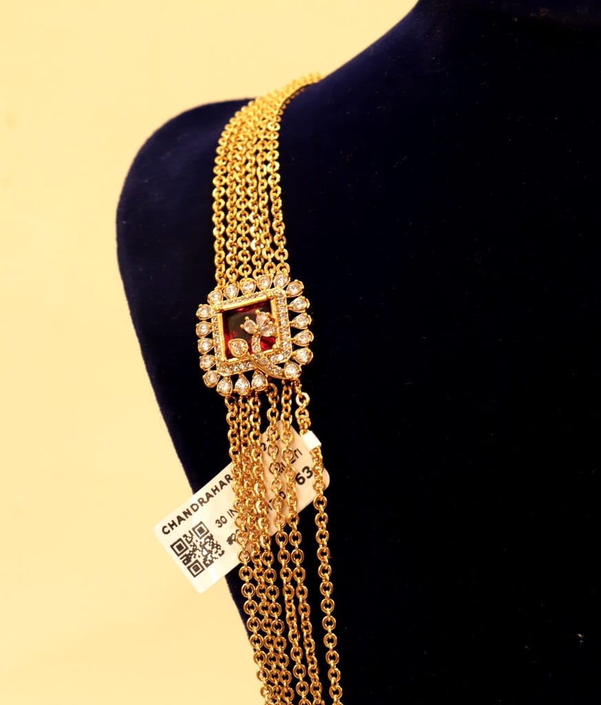 Bridal Gold Plated Long Haram Necklace Set With Earrings For Women