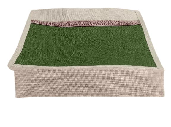 NLR RURAL Green Jute Tote Bag with Zipper and Pink Trim - Handbags | Buy online on ZillyBuy