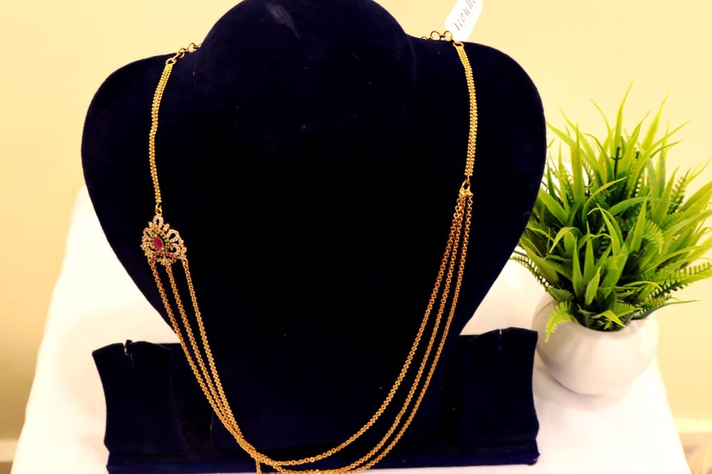 Bridal Gold Plated Long Necklace Set with Earrings for Women