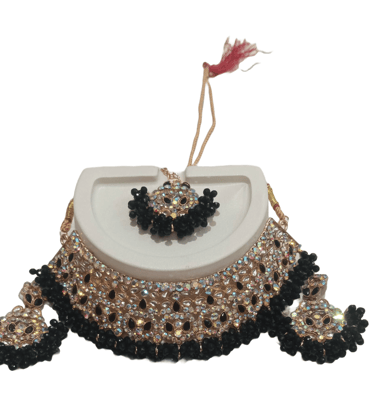 Indian Traditional Gold Plated Kundan Meenakari Pearl Choker Necklace Jewelry Set with Earrings for Women