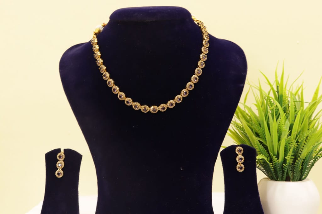 Stunning American Diamond Necklace Set with Earrings for Women