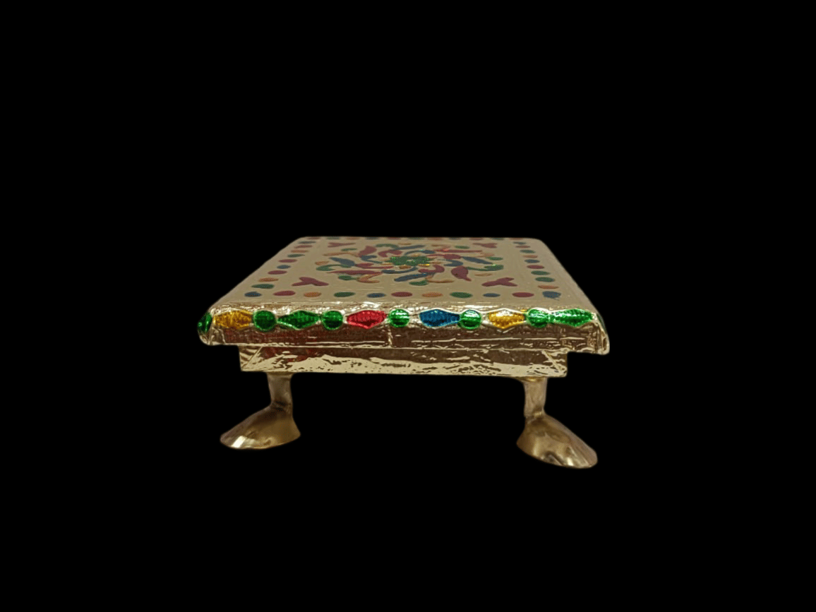 Beautifully Crafted Chowki in Gold