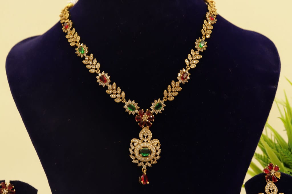 Victoria Gold-plated Kundan and Meenakari Necklace Set with Earrings