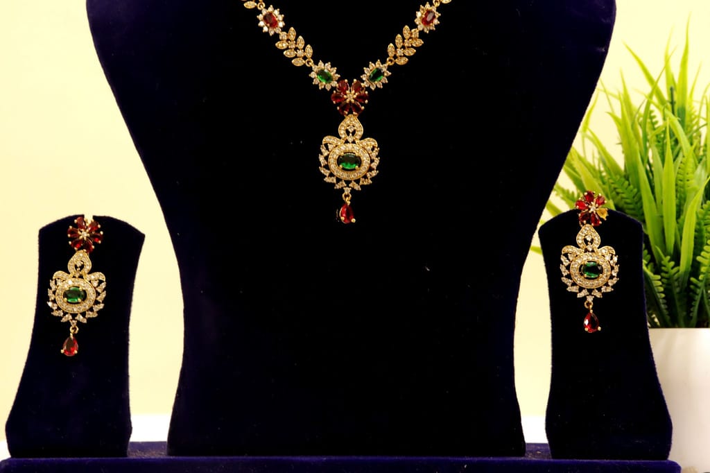 Victoria Gold-plated Kundan and Meenakari Necklace Set with Earrings
