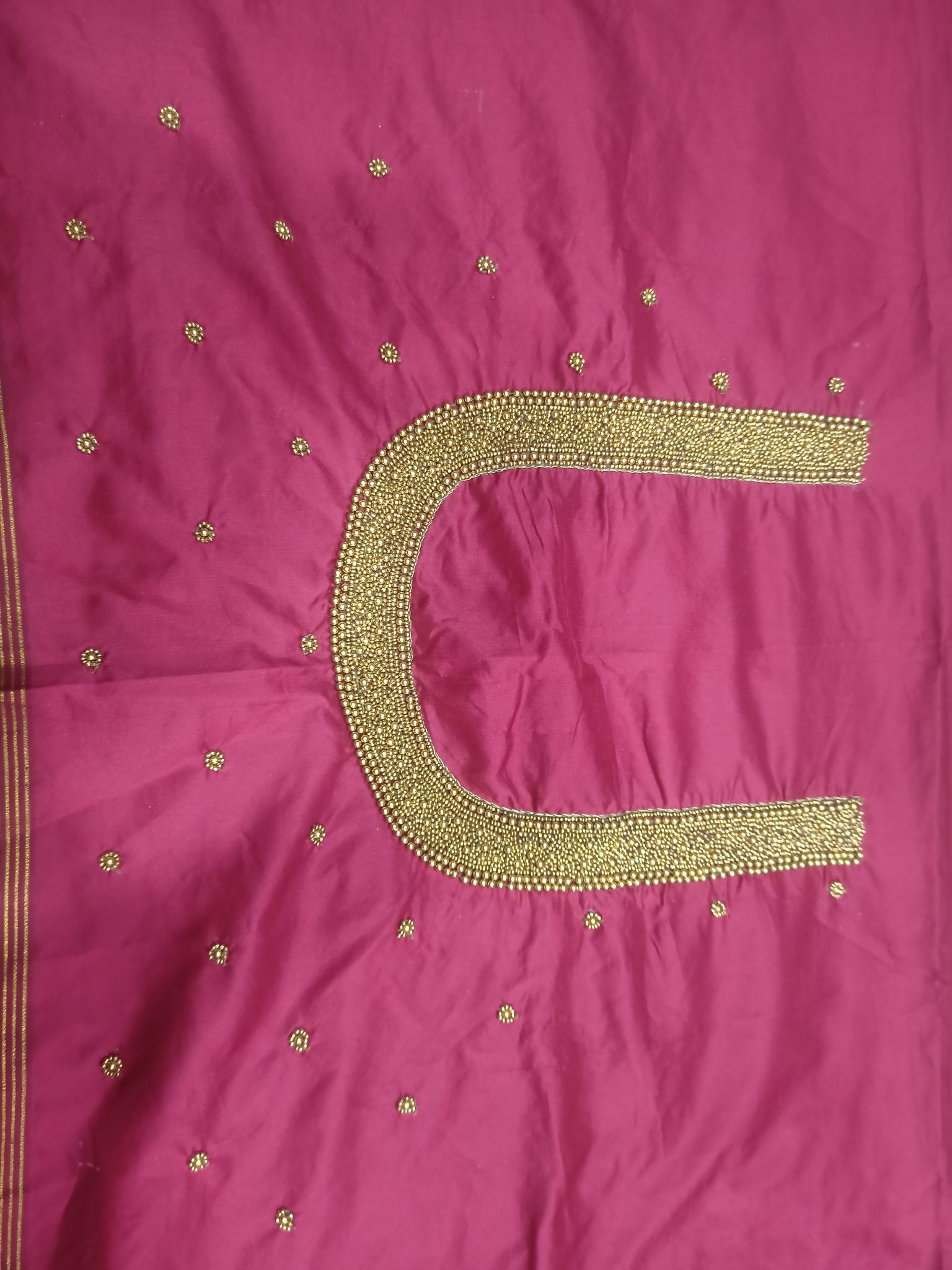 Embroidered Blouse Neck Design With Beads