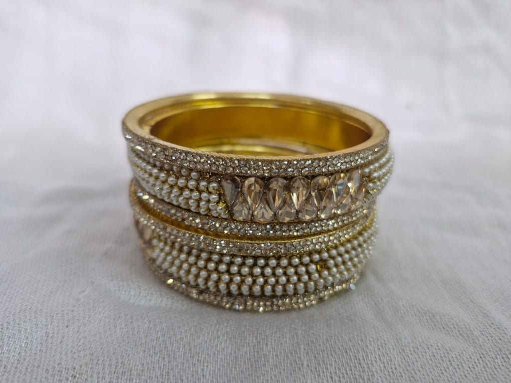 Pearl and Rhinestone Bangle Set - Bangles & Bracelets | Buy online on ZillyBuy