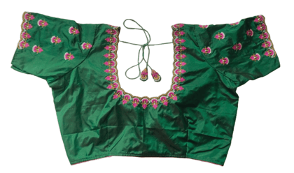 Green blouse with floral embroidery