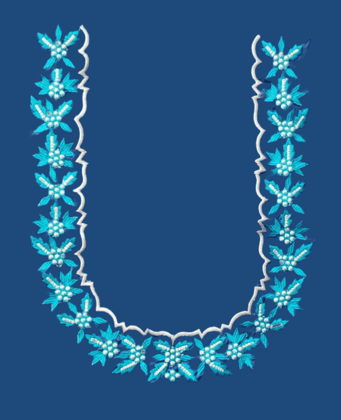 **Embroidered Applique Neckline U-Shape Trim**