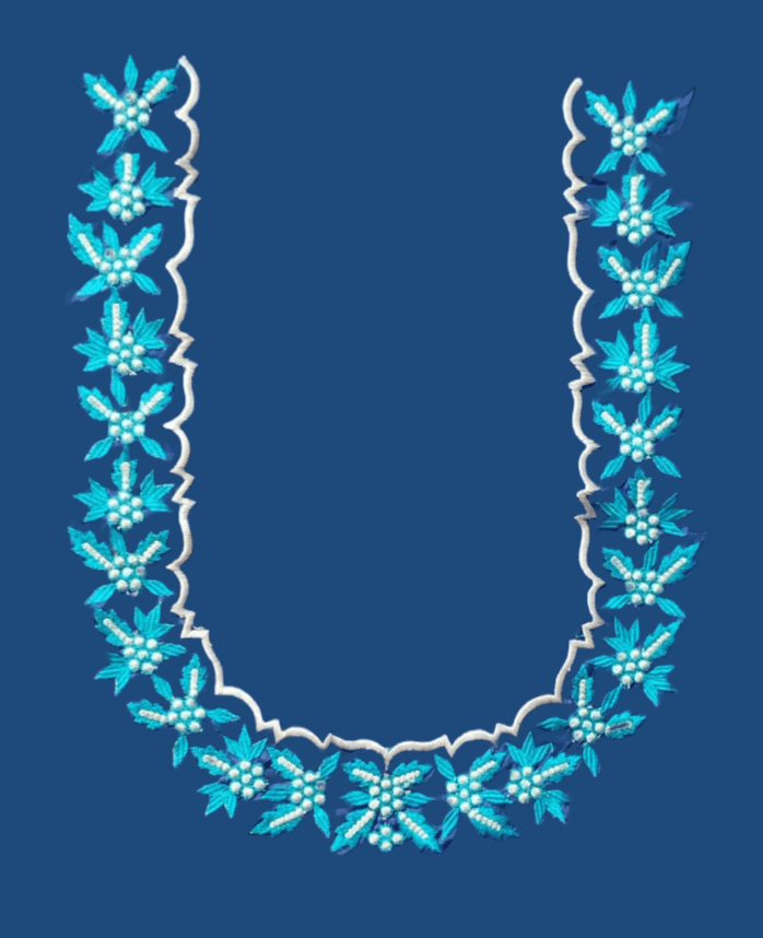 **Embroidered Applique Neckline U-Shape Trim**