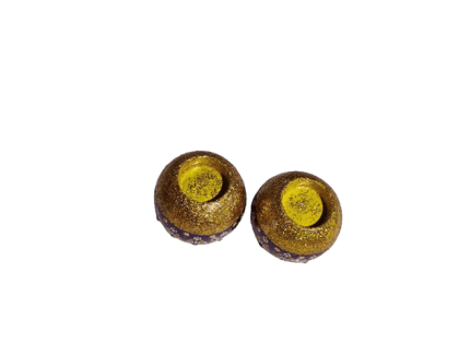 2-Piece Hand Painted Golden Glitter Tealight Candle Holder Set