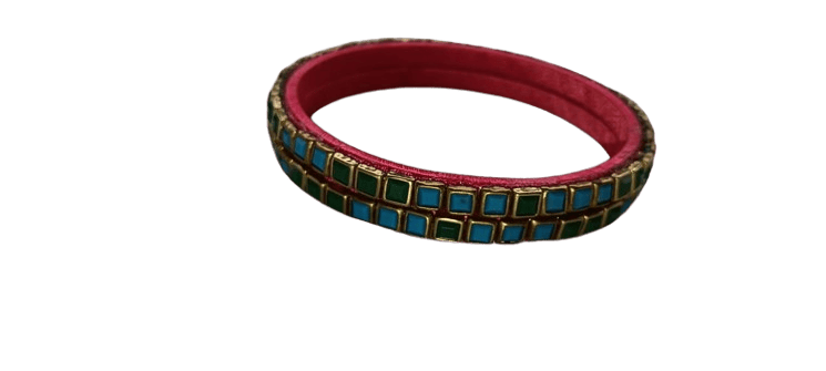 Pink and green square-shaped bangles