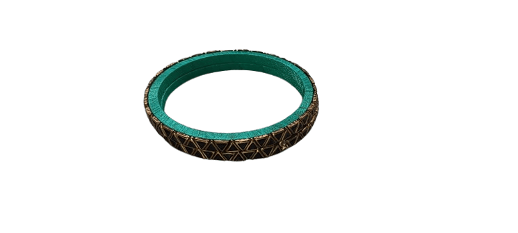 Green and Gold Bangle Set with Triangle Cutout Design - Bangles & Bracelets | Buy online on ZillyBuy
