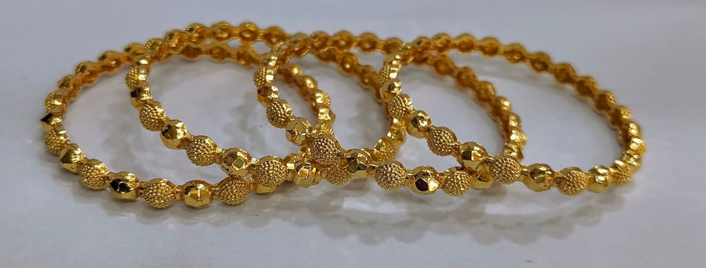 4 Piece Set Gold plated Bangles with Ball Design