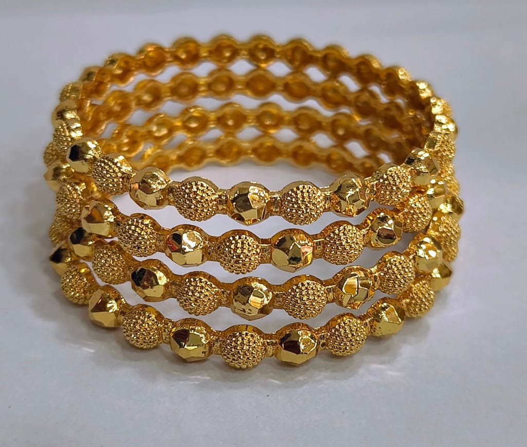 4 Piece Set Gold plated Bangles with Ball Design