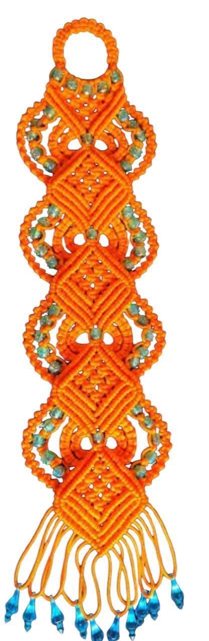 Beaded Macrame Wall Hanging in Bright Colors