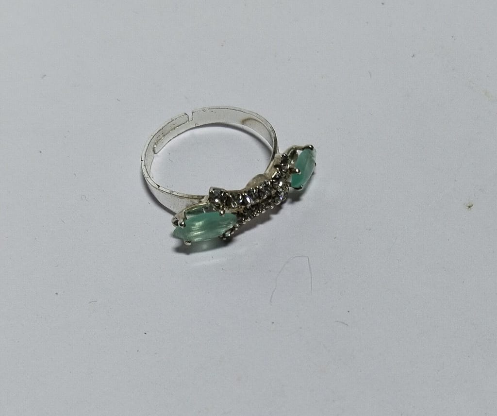 Elegant Marquise Cut Green Crystal Adjustable Cocktail Ring