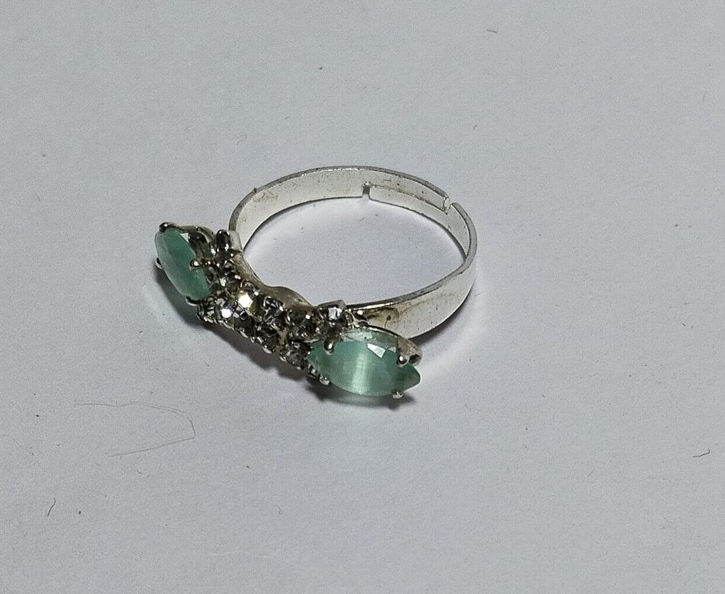 Elegant Marquise Cut Green Crystal Adjustable Cocktail Ring