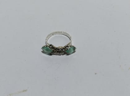 Elegant Marquise Cut Green Crystal Adjustable Cocktail Ring