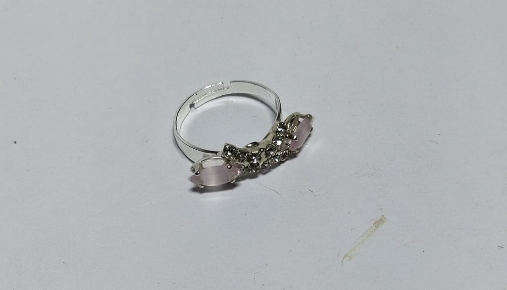 Elegant Marquise Cut Simulated Pink Diamond Adjustable Cocktail Ring