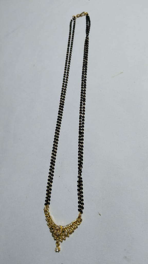 22K Gold Plated Mangalsutra with Black Beads