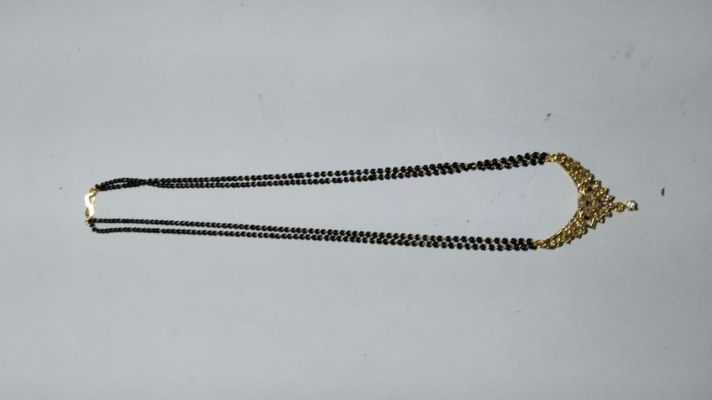 22K Gold Plated Mangalsutra with Black Beads