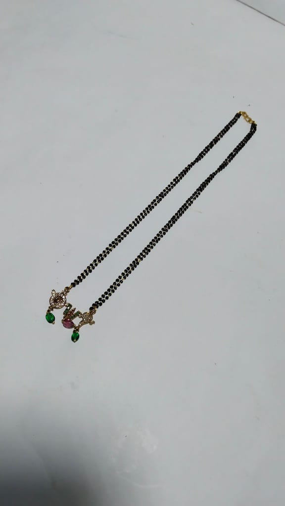 22K Gold Mangalsutra with Black Beads and Om Pendant