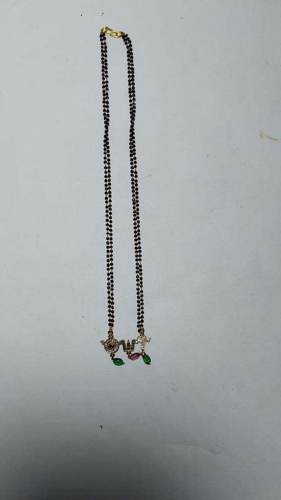 22K Gold Mangalsutra with Black Beads and Om Pendant