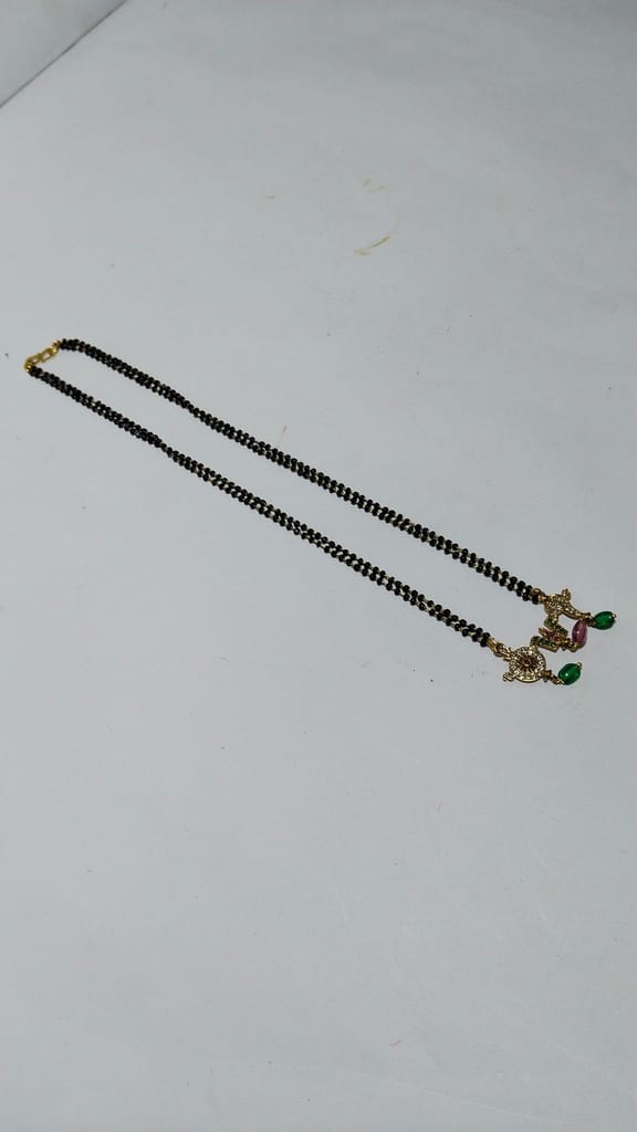 22K Gold Mangalsutra with Black Beads and Om Pendant