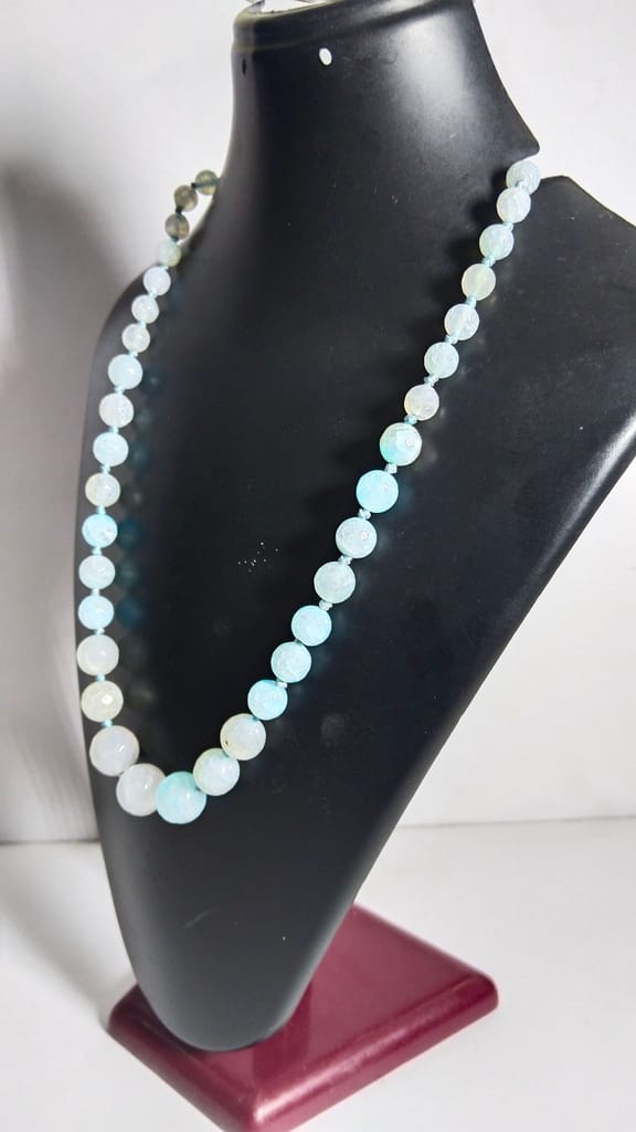 **Handmade Blue Agate Beaded Necklace**