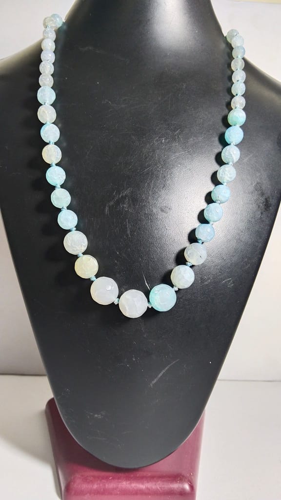 **Handmade Blue Agate Beaded Necklace**