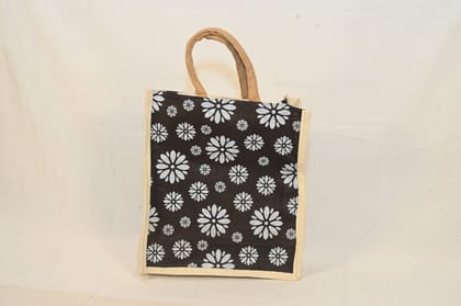 Floral Printed Jute Bag with Handles