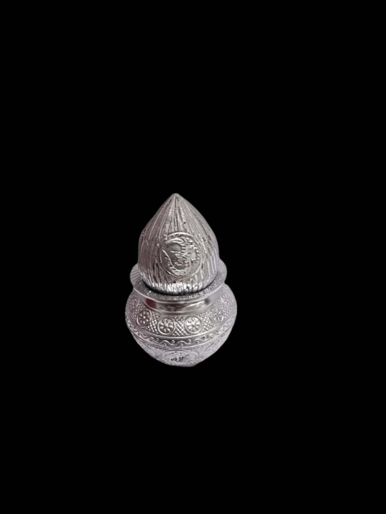 White Metal Ganesha Pooja Kalash with Coconut / Pooja Lota - Pooja Needs | Buy online on ZillyBuy