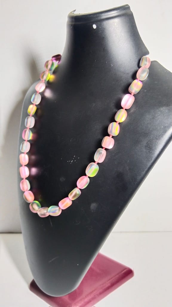 Pink Aurora Borealis Glass Beaded Necklace