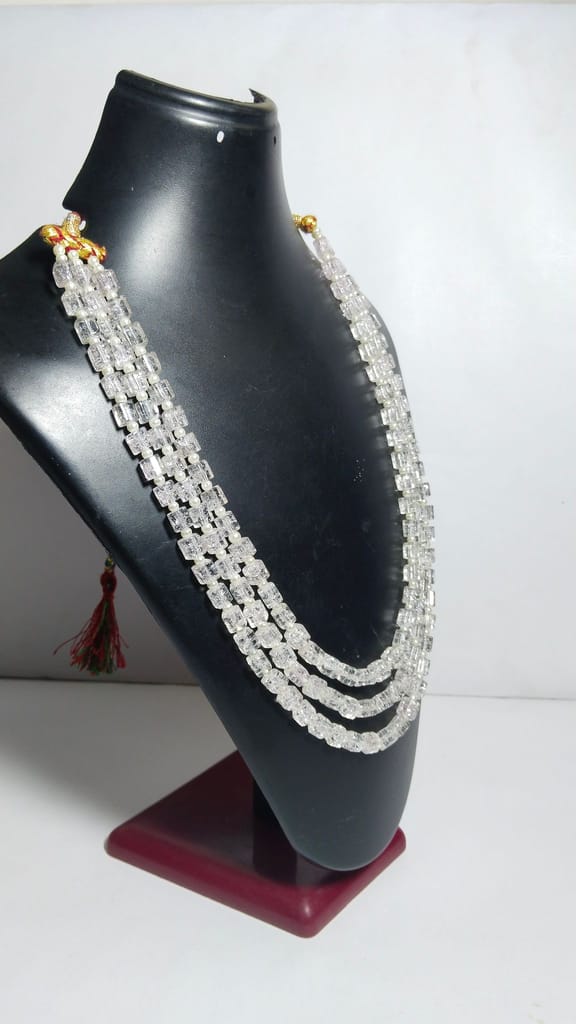 White Beaded Long Necklace