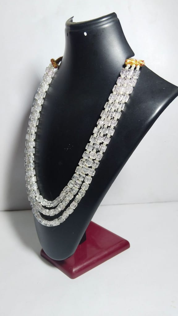 White Beaded Long Necklace