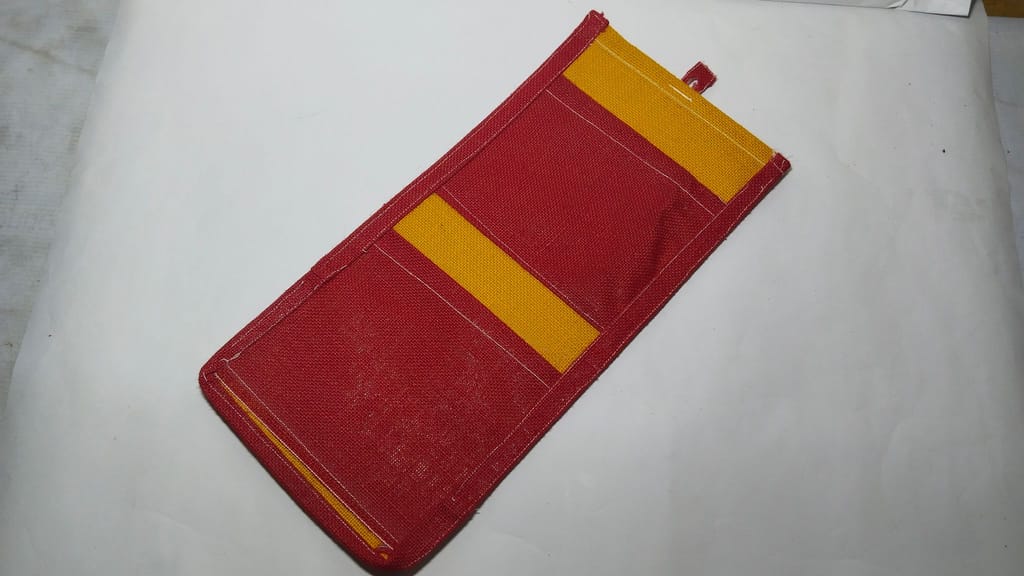Red and Yellow Burlap 3-Pocket Wall Organizer