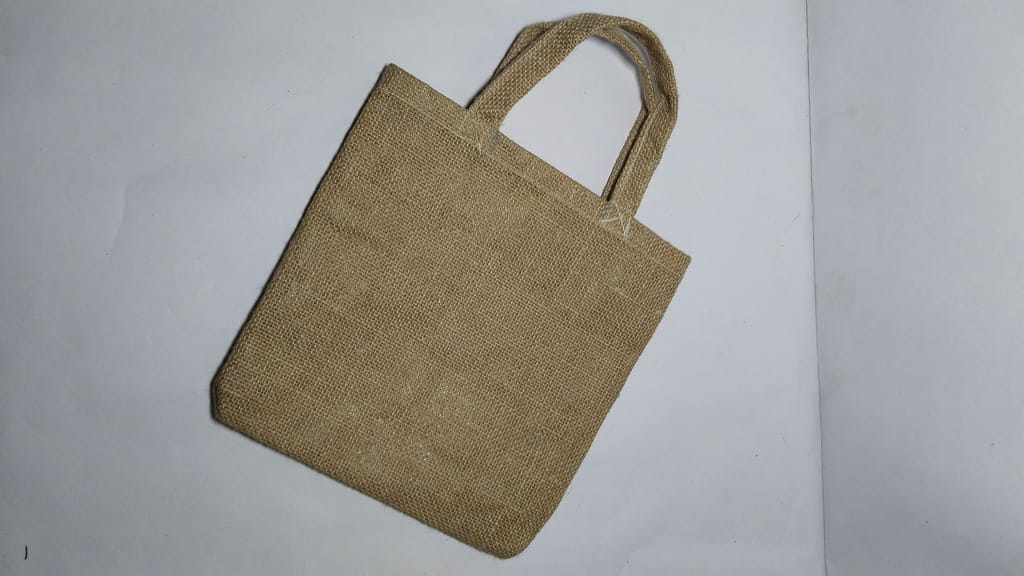 Natural Burlap Tote Bag with Reinforced Stitching and Double Handles