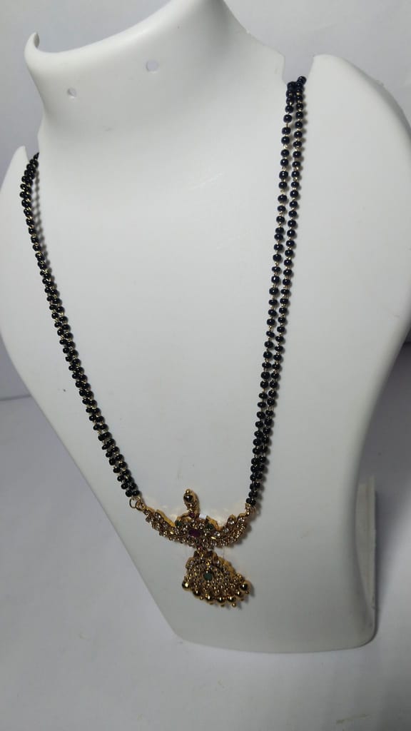 22K Gold Pendant with Black Beads Mangalsutra