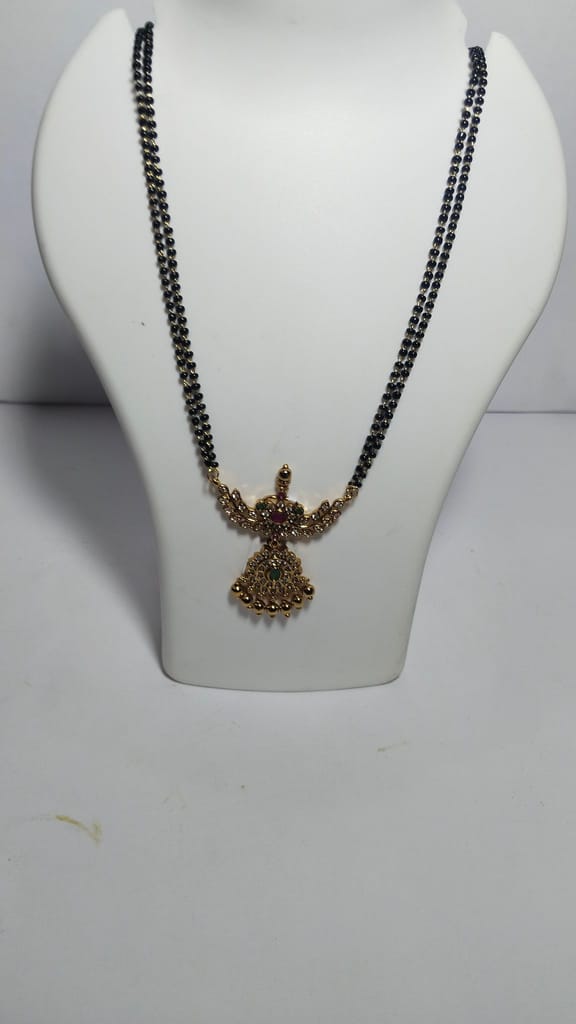 22K Gold Pendant with Black Beads Mangalsutra