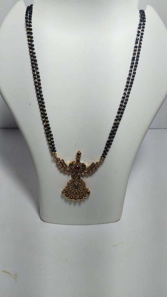 22K Gold Pendant with Black Beads Mangalsutra