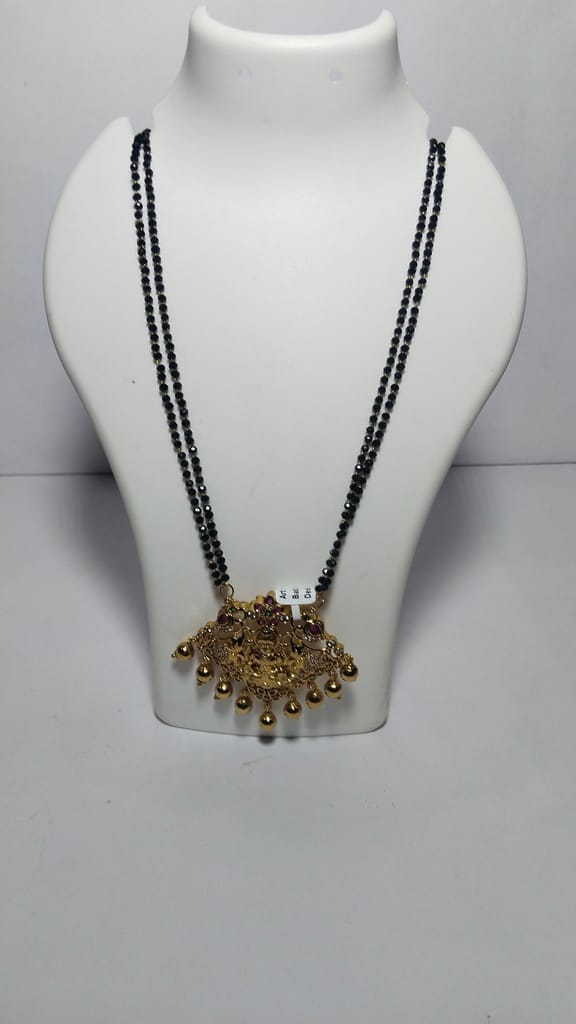 22K Gold Pendant with Black Beads Mangalsutra